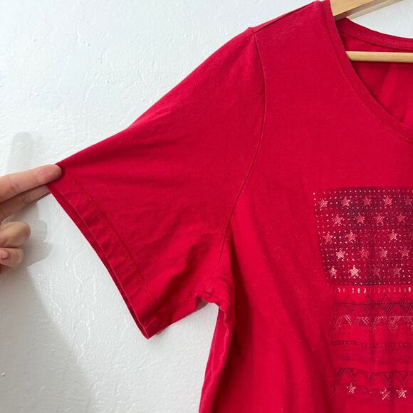 Catherines American Flag Summer 2015 Red Tee Shirt T-Shirt Size 14/16 W - Picture 4 of 7
